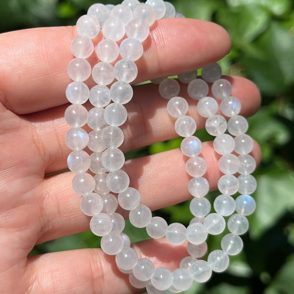 6mm 3 layer moonstone bracelet good‎ flash